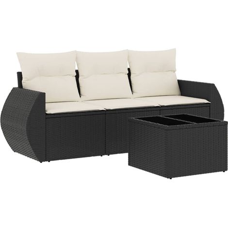 Maison Exclusive - Set Divani da Giardino 4 pz con Cuscini Nero in Polyrattan