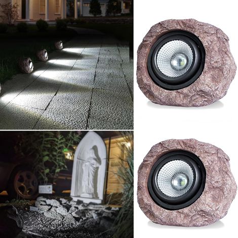 pezzi - Illuminazione solare da esterno effetto pietra - Faro LED super luminoso impermeabile IP65 - Facciata della casa - Scale - Statue da giardino - Sentiero - 2 pezzi (1/5)