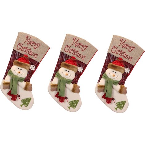 2 calcetines navideños de 45 cm con diseño 3D de Papá Noel y muñeco de nieve para decorar el árbol de Navidad. (1/5)