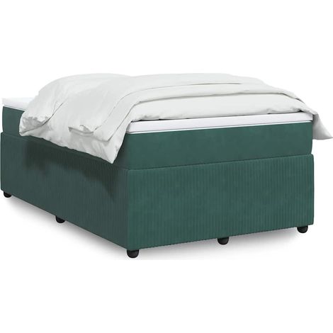 Cama box spring con colchón terciopelo verde oscuro 120x190 cm (1/5)