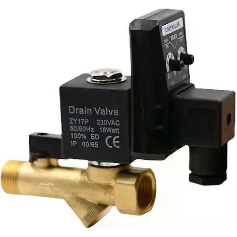 Vanne de purge électronique 1/2 pouce pour compresseur d'air, filtre, sécheur, réservoir de stockage d'air, séparateur de refroidisseur, vanne électromécanique (1/5)