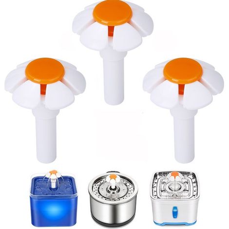 Cabezal de repuesto de 3 piezas para bebedero de mascotas, Cabezal de repuesto para fuente de agua, 5,35,37,5 cm, etc, Blanco, Naranja (1/5)
