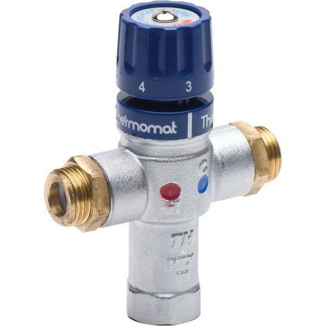 Sapho Anschlussarmaturen - Thermostatmischer, 1/2"M, 30–60 Grad, Rückschlagklappen TMT12MPM