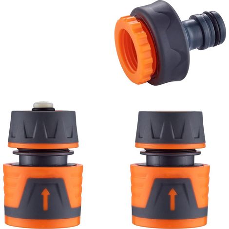 Kit de Raccordement de Robinet/Tuyau de Jardin Connecteur Waterstop 1/2", Connexion Rapide 1/2" Connecteur femelle Premium 1/2" - 3/4" (1/5)