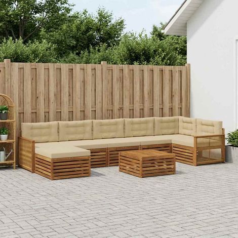 vidaXL Outdoor-Sofagarnitur mit Kissen 8 pcs Natur und Beige (1/5)