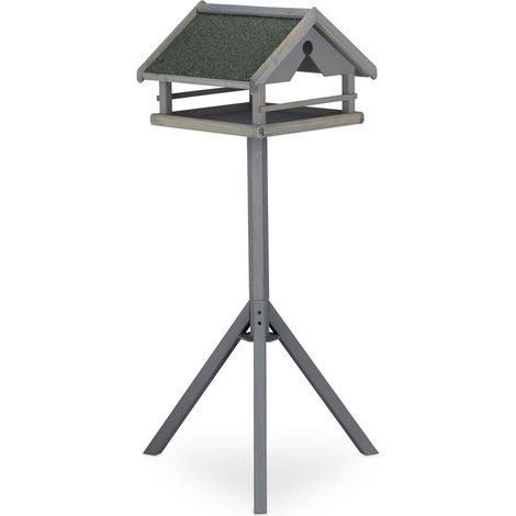 Mangeoire à oiseaux extérieure avec support terrasse jardin 120 x 62 x 55 cm design rustique en bois vert (1/5)