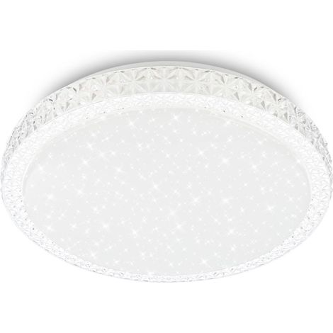 Briloner LED Deckenlampe Kristalloptik 26,5x7 cm Rund 12W, 1400lm, 4000K Neutralweiß Sternenhimmel Weiß - Deckenleuchte Schlafzimmer Wohnzimmer (1/5)
