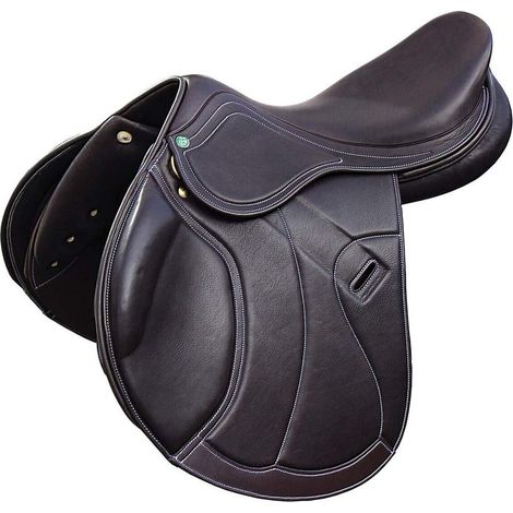 17,5 = 44 cm, marrone: Henri de Rivel selle d'obstacle modèle Galia doublée cuir