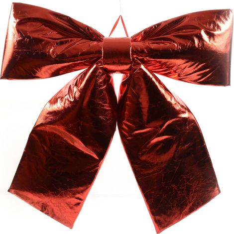 Fiocco Rosso Metallizzato in tessuto decorazione natalizia per albero e ghirlanda dietro porta -Grande (1/3)