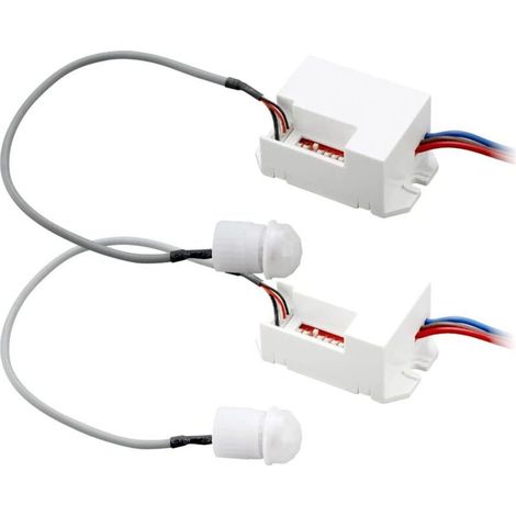weiße Infrarot-Einbau-Bewegungsmelder für die Decke zur Beleuchtung - Erfassungsbereich 3 bis 6 m im Freien - 360°-Winkel (110-240 V)