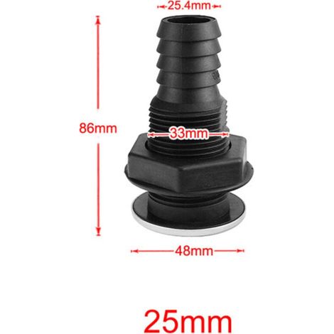Raccord de Cale Nylon avec Rondelle Acier Inoxydable Pompe Aerateur Tuyau Bateau Marine Yacht (1/4)
