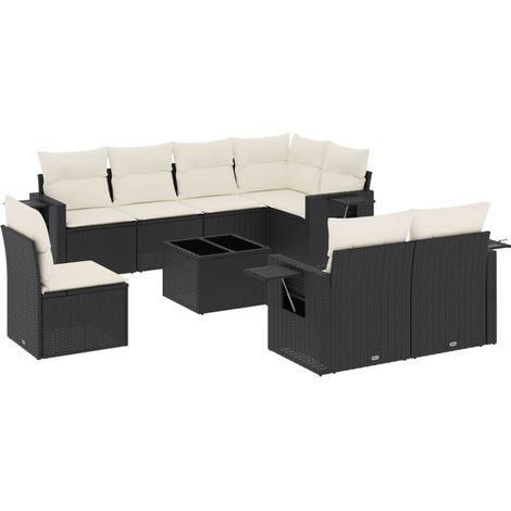 Maison Exclusive - 9-tlg. Garten-Sofagarnitur mit Kissen Schwarz