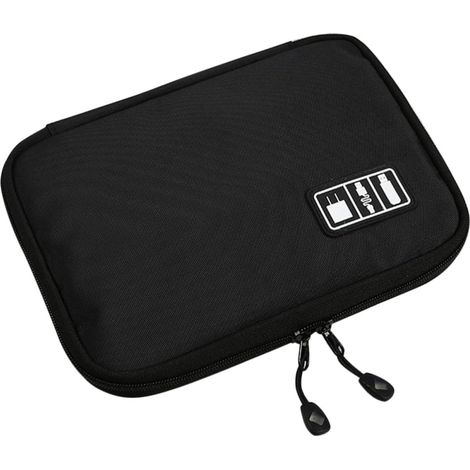 Organisateur de Câbles Pochette de Rangement Protectrice Noir Électronique Portable en Tissu Imperméable Grosse Capacité pour Voyage et Vie Quotidienne (1/5)