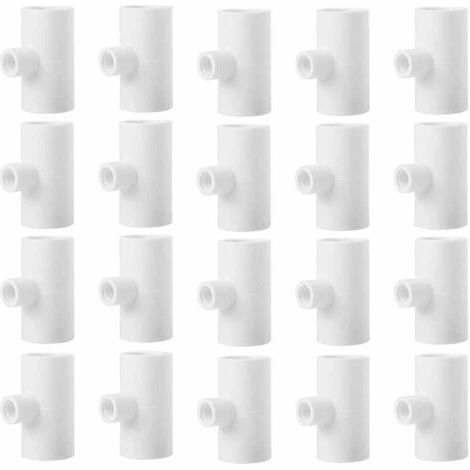 20 Stück Hühnertränke-T-Stücke, Geflügel-T-Stücke, 1.27 cm Kunststoffrohr, PVC-T-Stücke mit Gewinde (1/5)