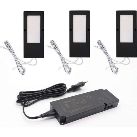 Kit de 3 spots led rectangulaire 12v - Décor : Noir mat - SC HERRAJES (1/2)