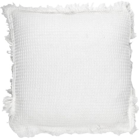 Coussin 40x40 cm déhoussable en coton style gaufré coloris ivoire (1/4)