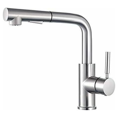 Robinet Cuisine, Robinet Cuisine Douchette, Extractible à Levier Unique, Pivotant à 360 °, Robinet de Cuisine, Laiton Brossé (1/4)