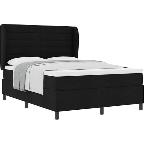 Matelas à ressorts avec matelas noir, 140 x 190 cm, revêtement en tissu. (1/5)