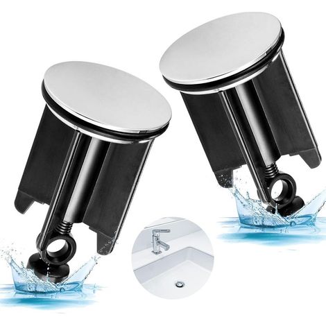 Sollbry 2er-Pack höhenverstellbare Abflussstopfen (40 mm Durchmesser) für Waschbecken, universeller Abflussstopfen aus Aluminiumlegierung – Schwarz (1/5)