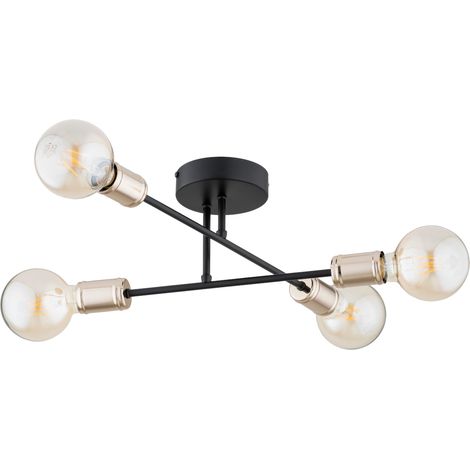 Plafonnier loft métal noir/or 4xE27 15W Estena Alfa IP20 (1/3)