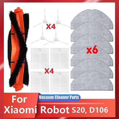 Pièces détachées pour aspirateur robot Xiaomi S20/D106 : brosse principale, filtre HEPA et lingette de rechange. (1/5)