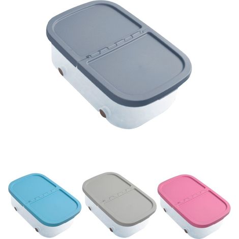 Cajas de Almacenaje Transparente Dos Compartimentos – Cajas Organizadoras de Plástico con Tapa y Ruedas