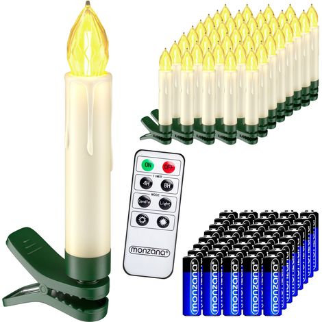 DEUBA® Set de 20/30/40 Velas LED inalámbricas con Control remoto Temporizador 8 funciones y pilas incluidas - Blanco/Multicolor 40er / warm weiß + Batterien (de) (1/5)