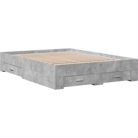 Bettgestell mit Schubladen Betongrau 140x190 cm Holzwerkstoff vidaXL