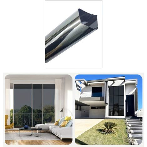 Pellicola isolante per finestre NICOLA per uffici, pellicola per finestre con protezione solare, pellicola per la privacy, nero e argento, 50 cm x 6 m (1/5)