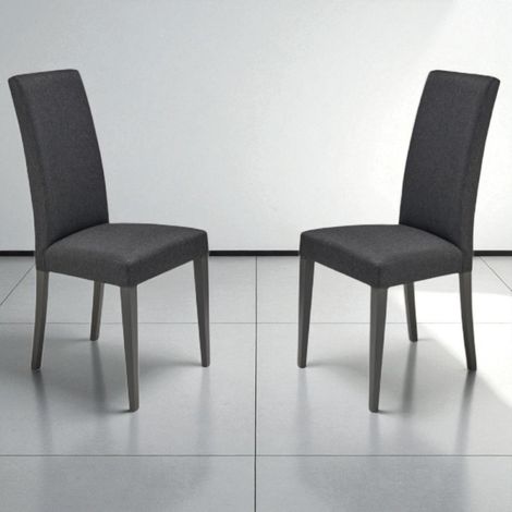 Sedia in tessuto Antracite con gambe in legno DENVER 2 sedie (1/5)