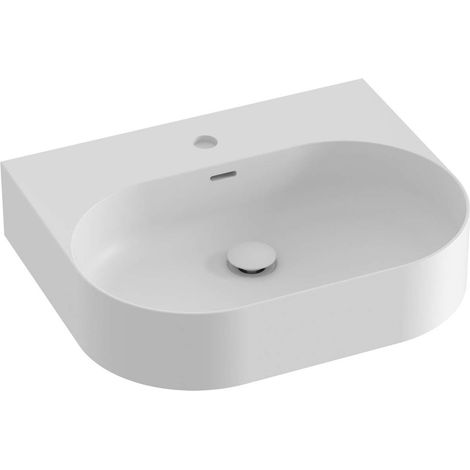 Ravak Ceramic - Lavabo 55x45 cm, con rebosadero, orificio para grifería, blanco mate XJX0E155003 (1/4)