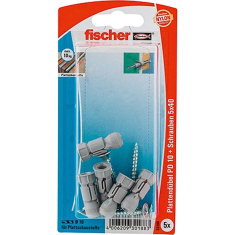 Fischer 5x Plattendübel PD 10 S mit Schraube - 30188
