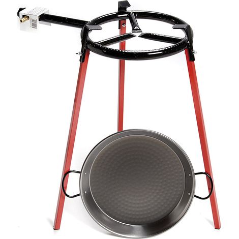 Set paellera pulida ø38cm con trípode y quemador de gas 300mm. vaello
