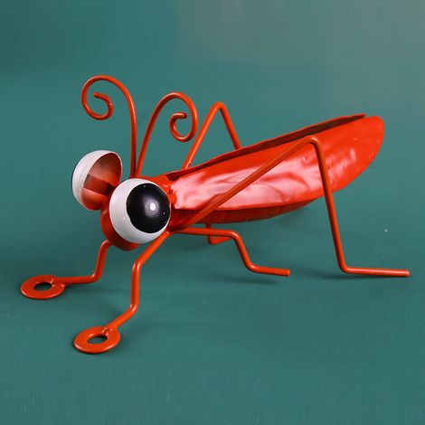 Rouge De Jardin en Métal Sauterelle Mur Art Insecte Suspendu Dé (1/5)
