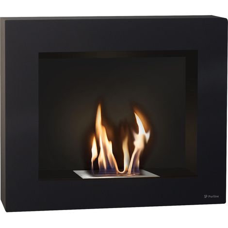 Biocamino da parete a etanolo in acciaio nero PURLINE BESTBIO B FLAME