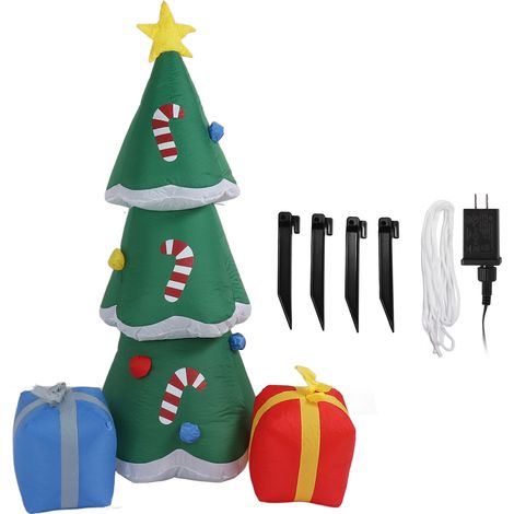 Aufblasbarer Weihnachtsbaum für den Außenbereich mit LED-Beleuchtung, Gartendekoration für Weihnachtsfeiern, 1,8 m, US-Stecker