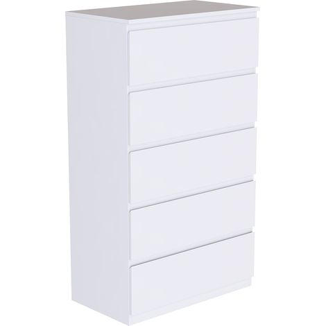 Denver 5 Drawer Chest of Drawers Bedroom Storage Furniture, White (1/5)