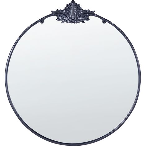 Espejo decorativo de pared redondo estilo glamour colgante decoración ⌀ 67 cm negro Sommant