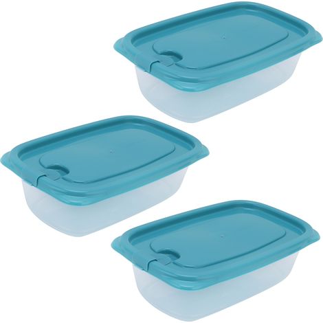 Lot de 3 boîtes de conservation rectangulaires de 830 ml avec couvercle, pour réfrigérateur et cuisine. (1/5)