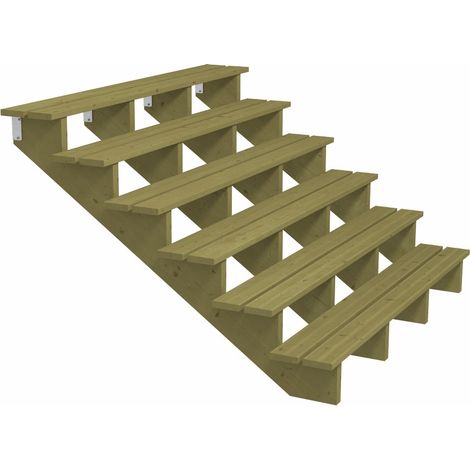 Plus Außentreppe Kiefer 6 Stufen 180 cm breit Außentreppe