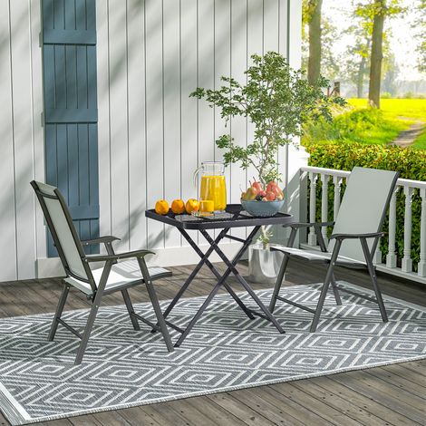 Tavolo da giardino pieghevole 70 x 70 cm, tavolo da balcone resistente alle intemperie, tavolo pieghevole con design intagliato, quadrato, nero