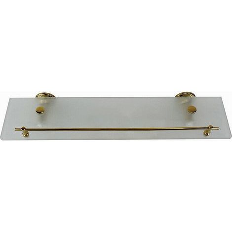TRADE SHOP - Mensola In Vetro Satinato Bagno Con Reggimensola Acciaio Cromato Muro Oro 59430 -