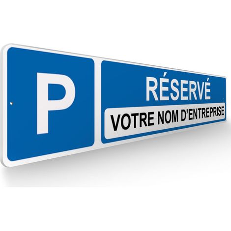 Panneau de signalisation pour parking · Parking réservé · Personnalisable  -  48 x 10 cm (1/5)
