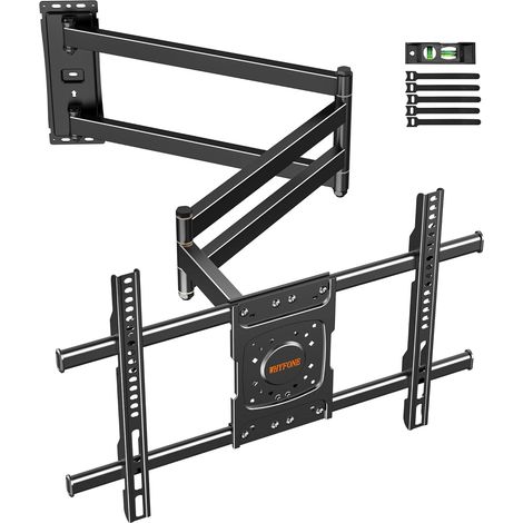 Support Mural TV à Extra Longue Portée 1016mm, Support TV Mural Orientable et Inclinable pour Téléviseurs 37-75 Pouces Plasma OLED LCD Incurvés/Plats Max. VESA 600x400mm jusqu'à 45kg (1/5)