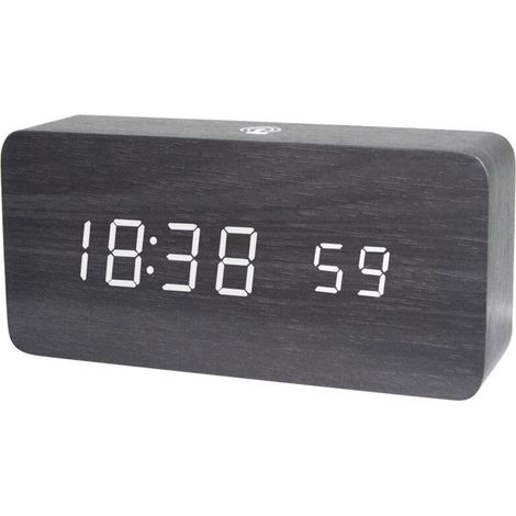 LIFCAUSAL Réveil Digital LED en Bois avec Contrôle APP – Affichage Heure/Température/Date – Horloge Électronique de Bureau 4 Niveaux de Luminosité, Commande Vocale, Alimentation USB ou sur Piles (1/5)