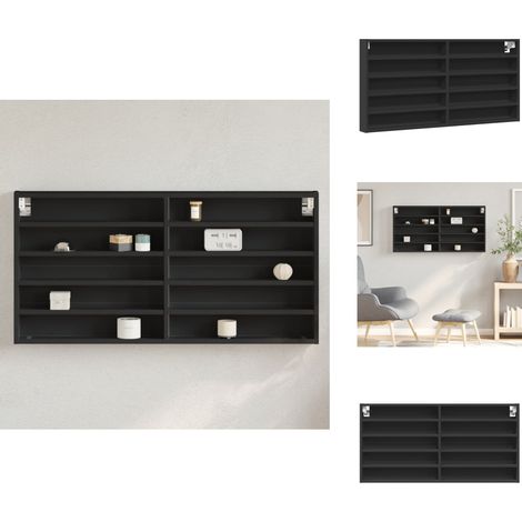 Armoire à vitrine noir 100x8,5x50 cm bois d'ingénierie - Meuble Mural - Étagère Murale - Bibliothèque Murale - Armoire Vitrines - Meuble Rangement (1/5)