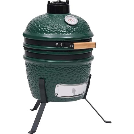 Barbecue à fumoir Kamado 2-en-1 Céramique 56 cm Vert (1/5)