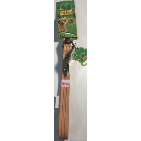 Leash 100cm in Light Brown Leather - QR code identity - Friskies Purina