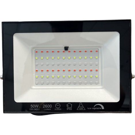 Faro Led Flood Slim RGB Con Telecomando 50W 2600 Lumen RGB AC 220V 50Hz Nero IP65