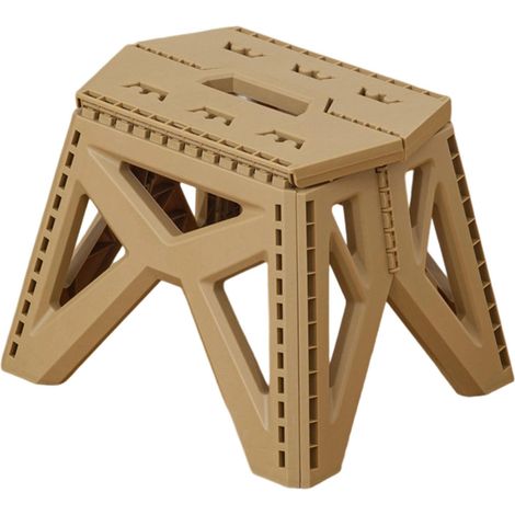 Tabouret Pliant Compact Antidérapant pour Entrée Cuisine et Plein Air, Marron (1/4)